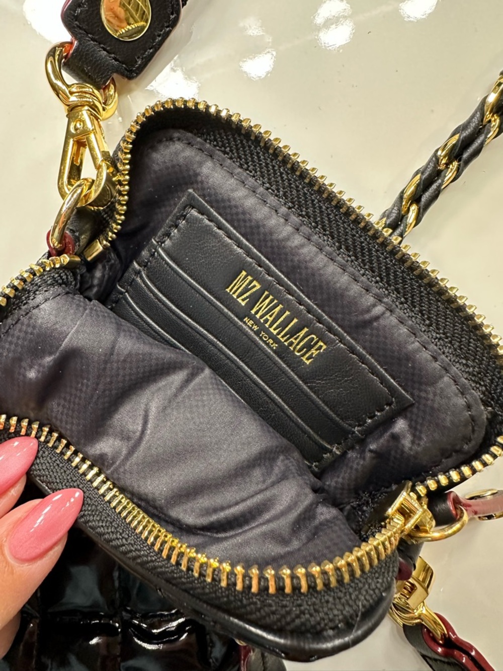 MZ Wallace Quilted Patent Crossbody Phone Bag - Black - Picture 5 of 5